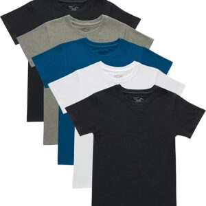hanes boys originals crewneck undershirts pack, stretch cotton, black & assorted, 3 pack